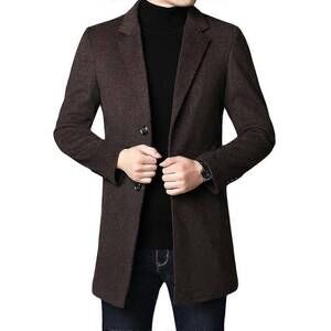 NEW HEDGE long sleeve wool coat in dark mocha